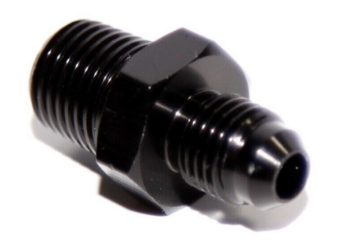 Picture of -4AN Male to 1/4NPT Male Flare Thread Aluminum Anodized Fitting Adapter Black