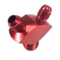 12AN Male to 2x 8AN Male Aluminum 3-Way Y Block Fitting Adapter Red