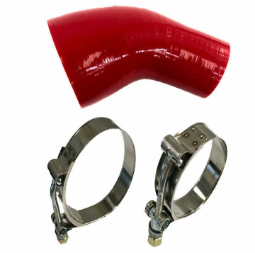 Picture of 2" to 3" 45 Degree Red Silicone Hose Pipe Intercooler Coupler +2Pcs Hose Clamp