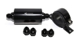Picture of AN6 AN8 AN10 Inline 50 Micron High Flow Fuel Filter w/reusable SS Filter Black