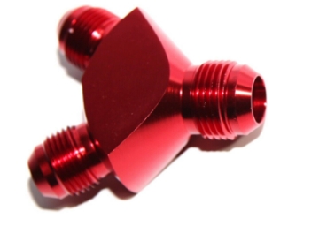 Picture of EMUSA AN10 10-AN Male to 2X AN8 8-AN Male 3-Way Y-Block Red Fitting Adapter New