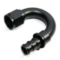 (one) 12AN AN-12 180° Swivel Fuel Oil Gas Line Push-on Hose End Fitting Black