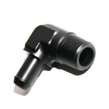 (one) 1/2NPT Male to 1/2" Hose Barb 90 Degree Black Aluminum Fitting Adapter