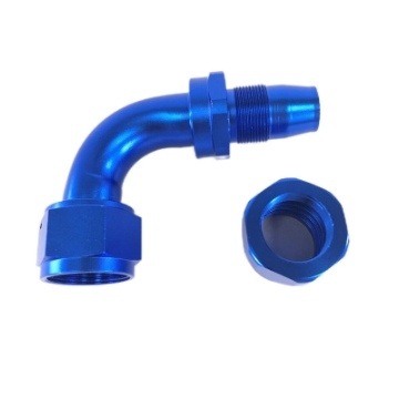 (one) 16AN AN16 90 Degree Swivel Oil/Fuel/Gas Line Hose End Fitting Adapter Blue