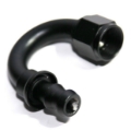 (one) 180° AN8 8AN AN-8 Swivel Fuel Oil Gas Line Push-on Hose End Fitting Black