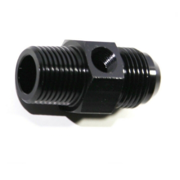 (one) AN10 Male to 1/2NPT Male Straight Flare Fitting w/ 1/8NPT Gauge Port