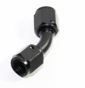 Picture of (one) Black AN4 Female to 4AN AN-4 Female 45 Degree Flare Swivel Fitting Adapter