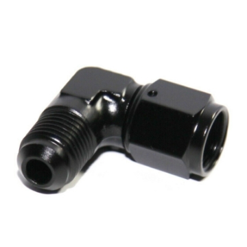 (one) Black AN6 Female to 6AN AN-6 Male 90 Degree Flare Swivel Fitting Adapter