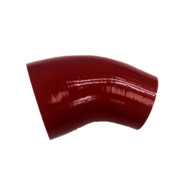Red 45 Degree 3" to 4" Silicone hose Coupler 4 layer polyester