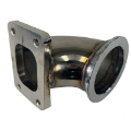 T2 4-Bolt to 2.5" V-Band 90 Degree Mild Steel Turbo Charger Flange Adapter