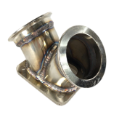 Picture of T4-4Bolt to Twin 2.5" V-Band Turbo Charger Flange Adapter with Clamps & Flanges